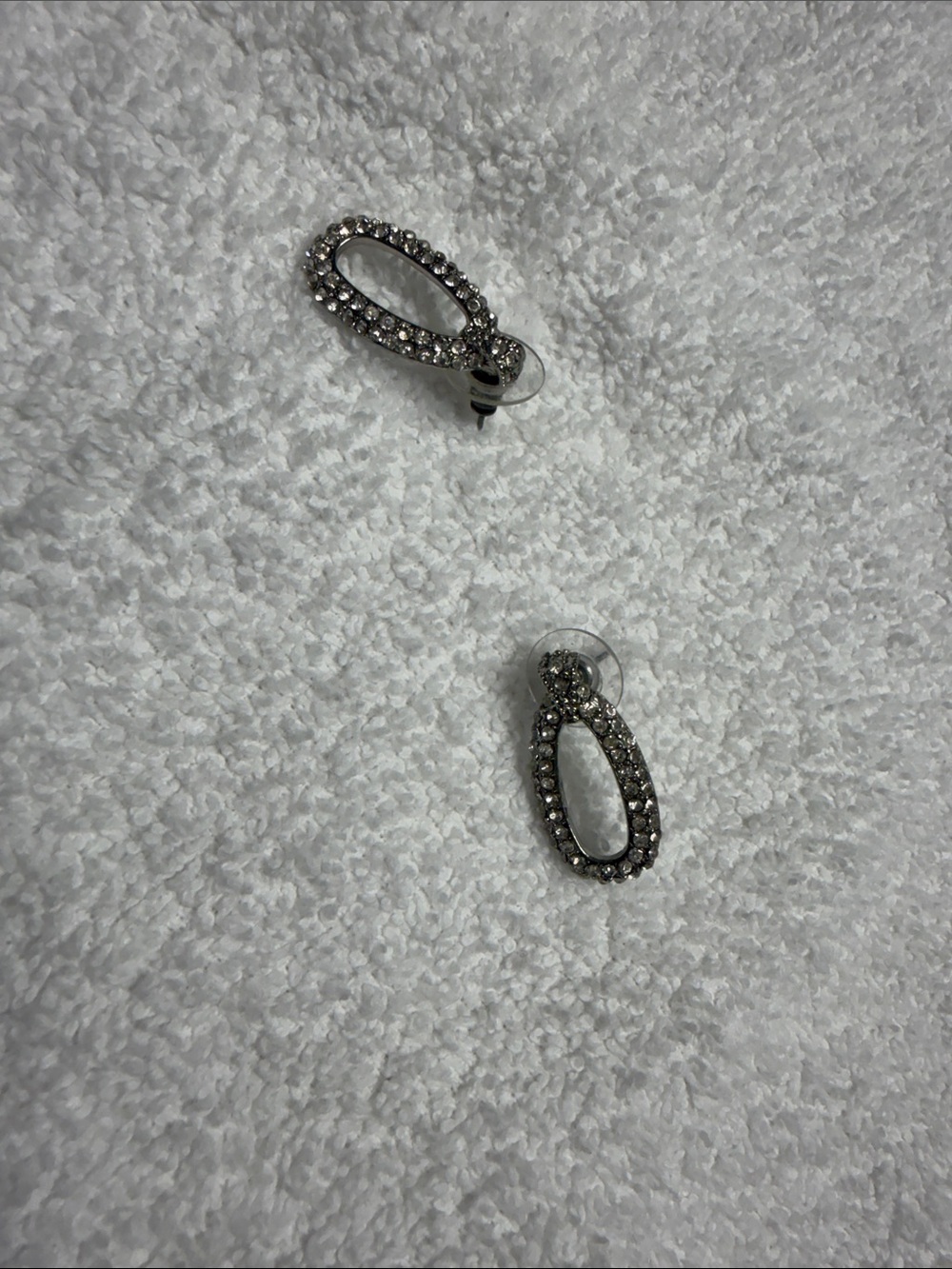Silver Crystal Oval Drop Earrings - Women Jewelry